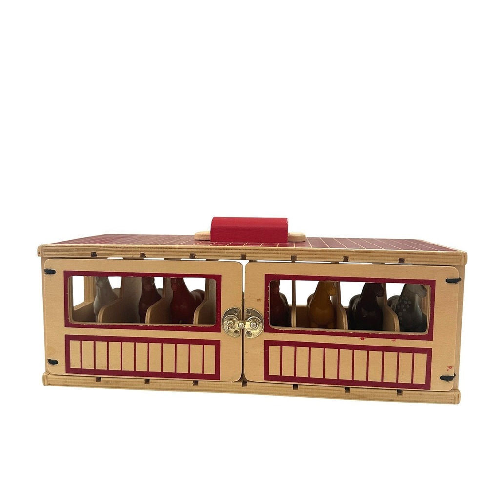 Melissa & Doug Take-Along Show-Horse Stable Wooden Toy Set with 8 Horses 3744 - Picture 5 of 7
